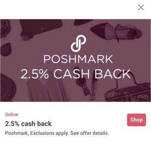 Get cash back by shopping at poshmark! 10$ bonus